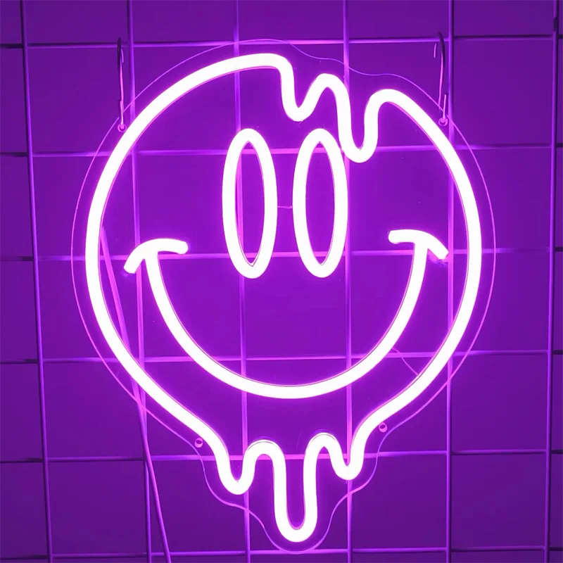 

Smile Face Sweaty Smiley Neon Sign Custom Cartoon Anime Neon Light Sign for Children‘s Kawaii Room Bedroom Decor Decoration