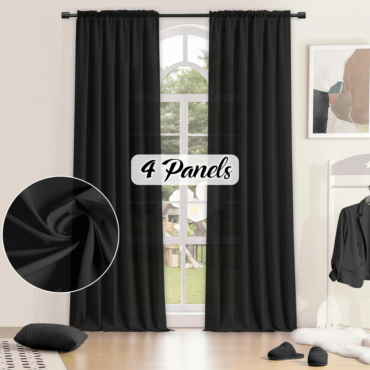 Black privacy curtains for home