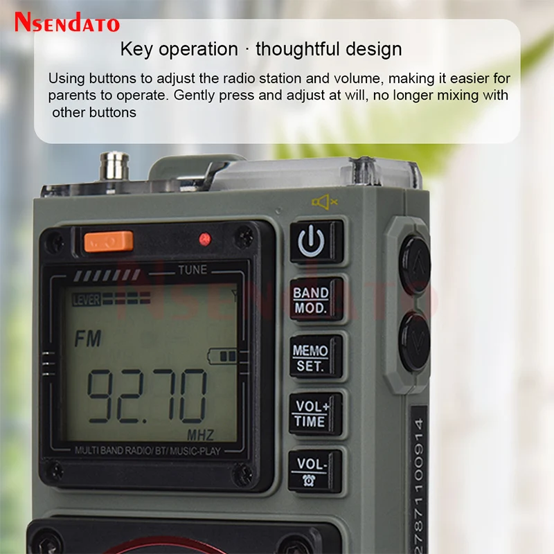 HRD 787 Portable Full Band FM VHF AM WB SW Multiband Aviation Pocket Broadcast Radio Support Bluetooth TF Card SOS alarm Elderly