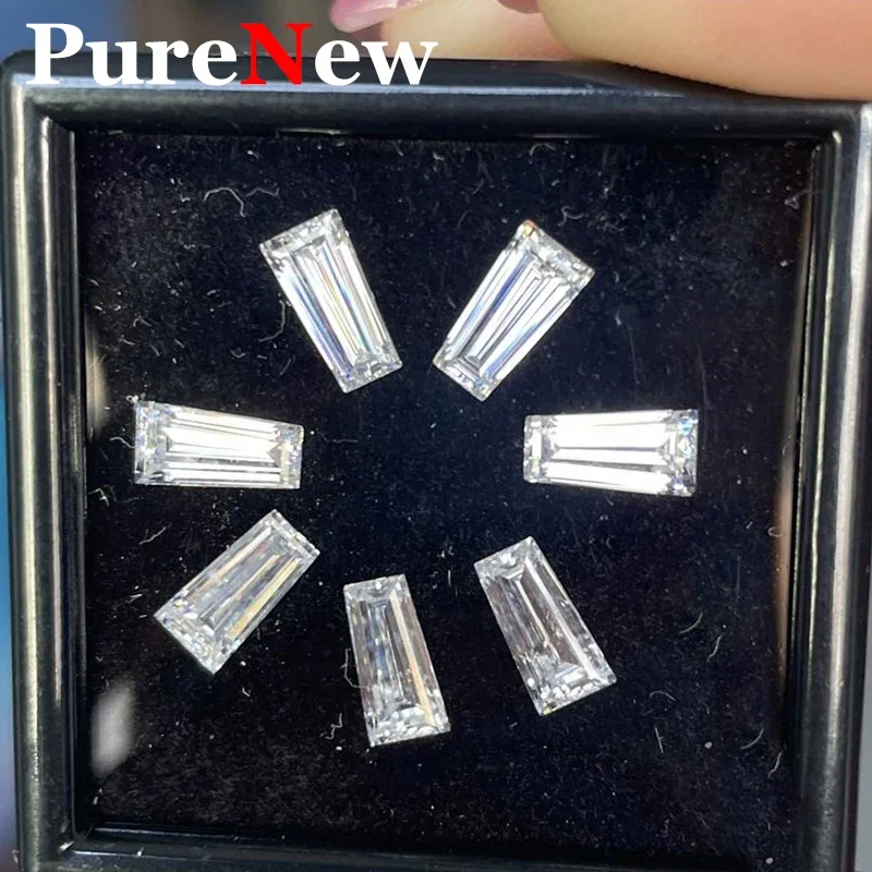PureNew 희귀 테이퍼 컷 모이사나이트 루즈 스톤, 사다리꼴 모양 인증 모이..