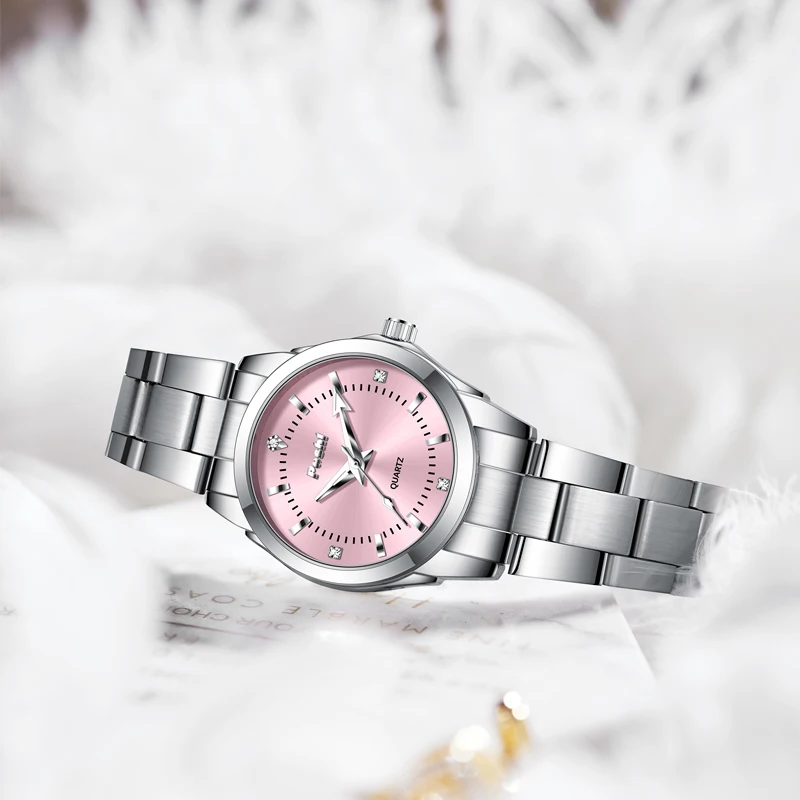 POSHI Fashion Casual Quartz Watch Women's Wristwatch Stainless Steel Simple Ladies Bracelet Luxury Gold Clock 4