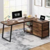Tribesigns L-Shaped Computer Desk with 3 Drawers, Reversible Corner Home Office Desk with Shelves, 53-Inch Industrial PC Desk St 1