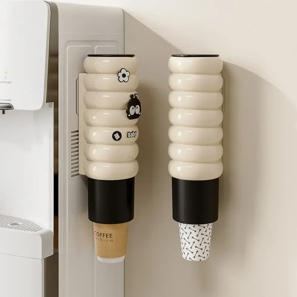 New Cartoon Wall Mounted Water Cup Holder, Disposable Cup Picker, Plastic Storage Rack, Household Shelf without Drilling