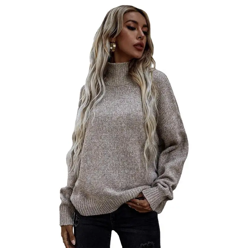 

Turtle Neck Sweater for Women Solid Turtleneck Pullover Outerwear Long Sleeve Knitwear Pullover Fall Winter Casual Cropped Tops
