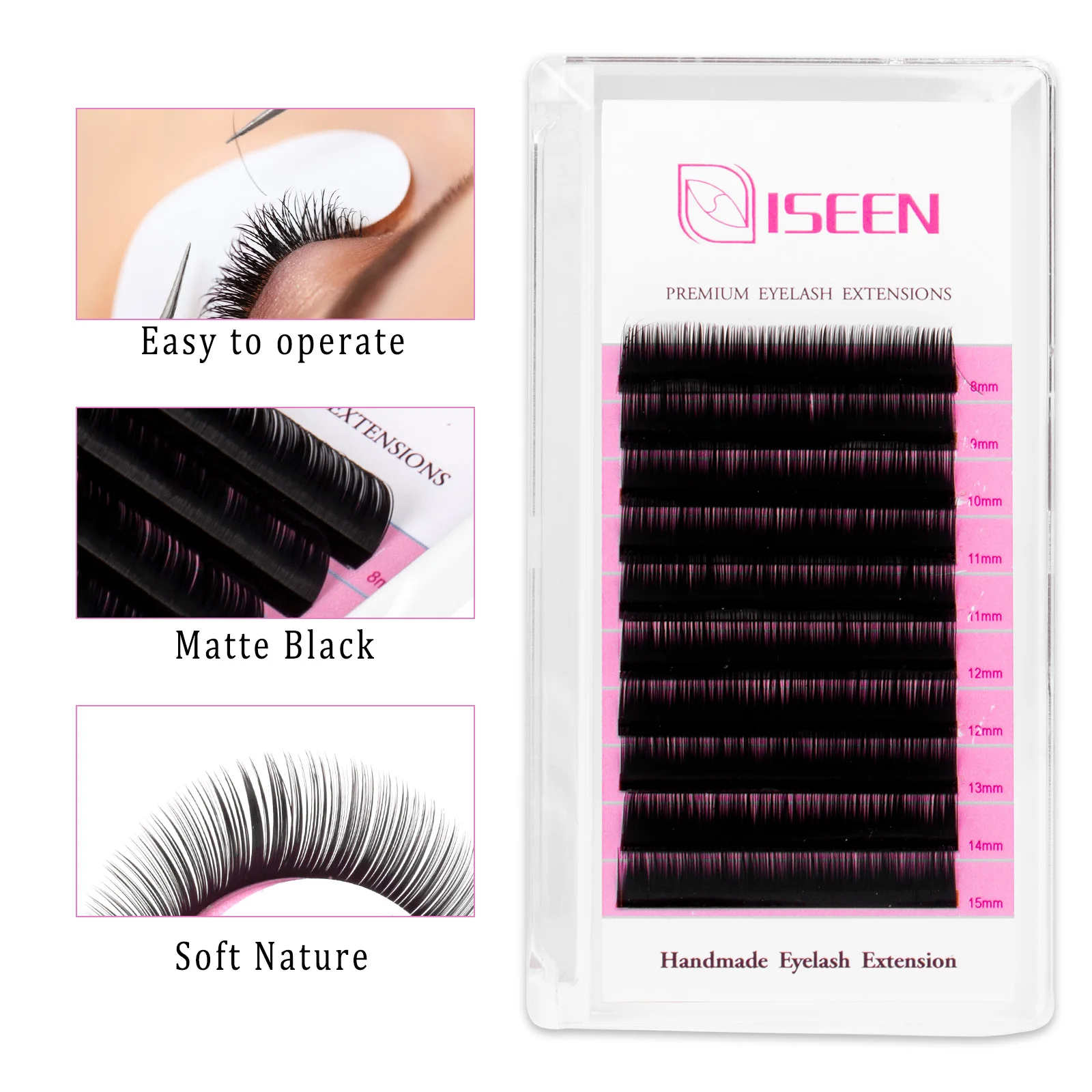 Matte Black Mink False Eyelash Extensions for Natural Makeup Look