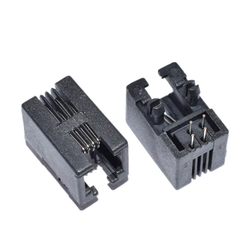 

20PCS/Lot RJ11 socket telephone 90 degrees 4pin crystal female RJ95001-4P4C socket
