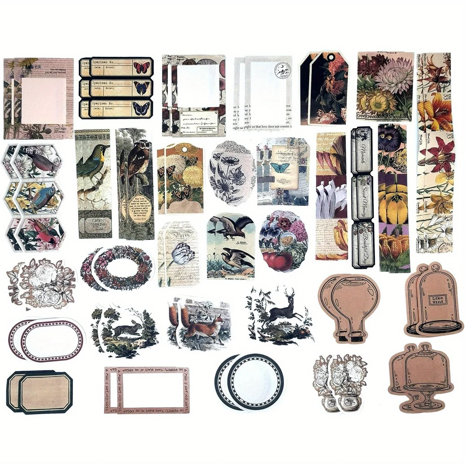 200 Pieces Vintage Ephemera Scrapbooking Supplies Pack for Journaling, Decoupage Paper Stickers Kit for Bullet Junk Planners