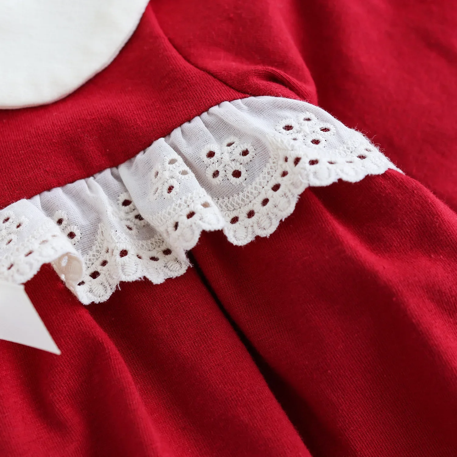 Red Doll Collar Long Sleeve Baby Romper for Spring Autumn Newborn 100 Days Old Girls Clothes Cotton Onesie Baby Outfit
