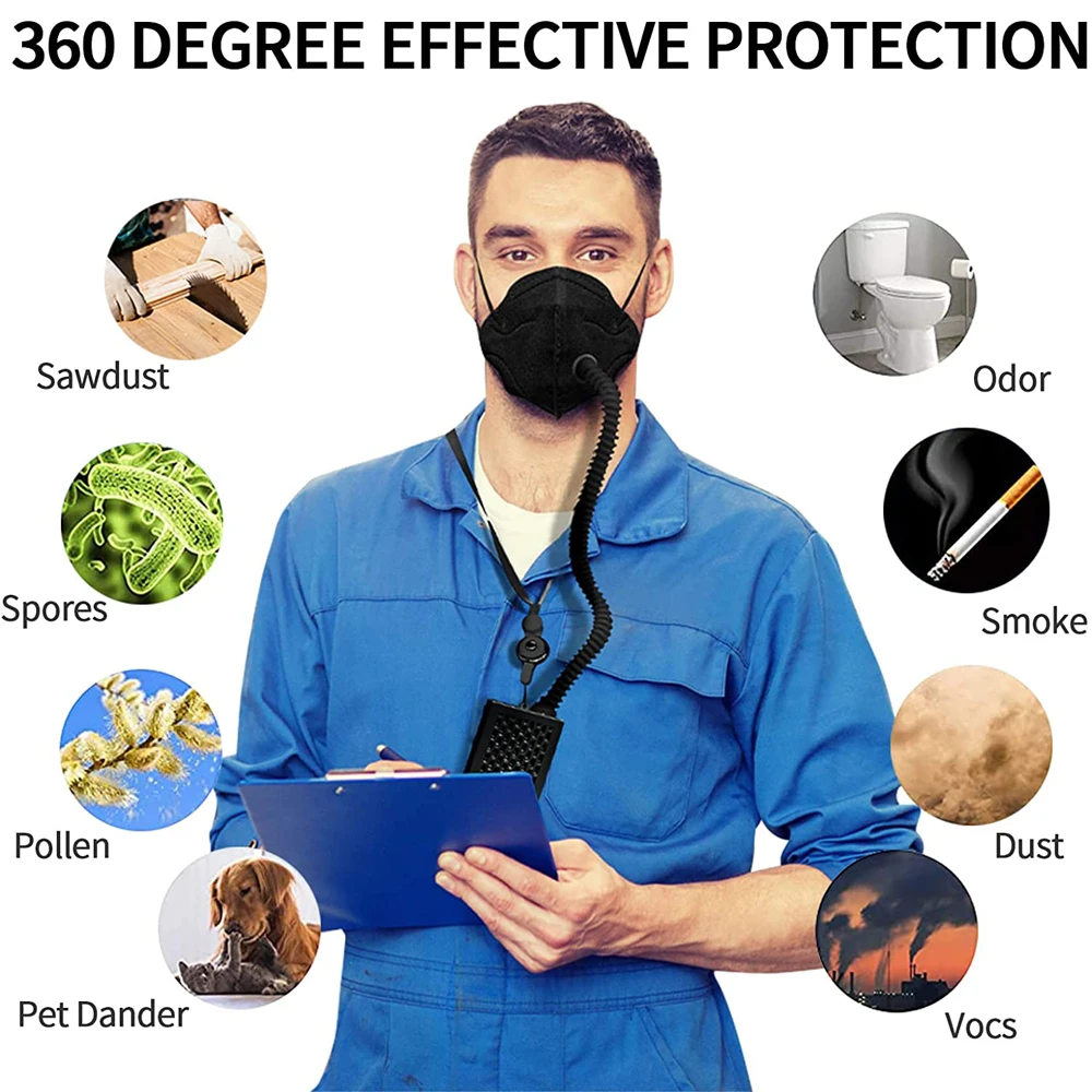 Electric KN95 Mask with Fan Air Purifying Respirator Replaceable Filter Breathable for Dust Woodworking & Construction