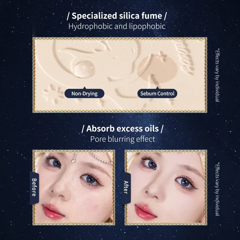 Compact Powder Face Powder Makeup Professionnelle Flower Knows Moonlight Mermaid Matte Soft Compact Powder Oil Control Waterproof Face Powder