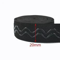Non - slip Elastic Band with Silicone Rubber - 5Meters (Black2 - 20mm)