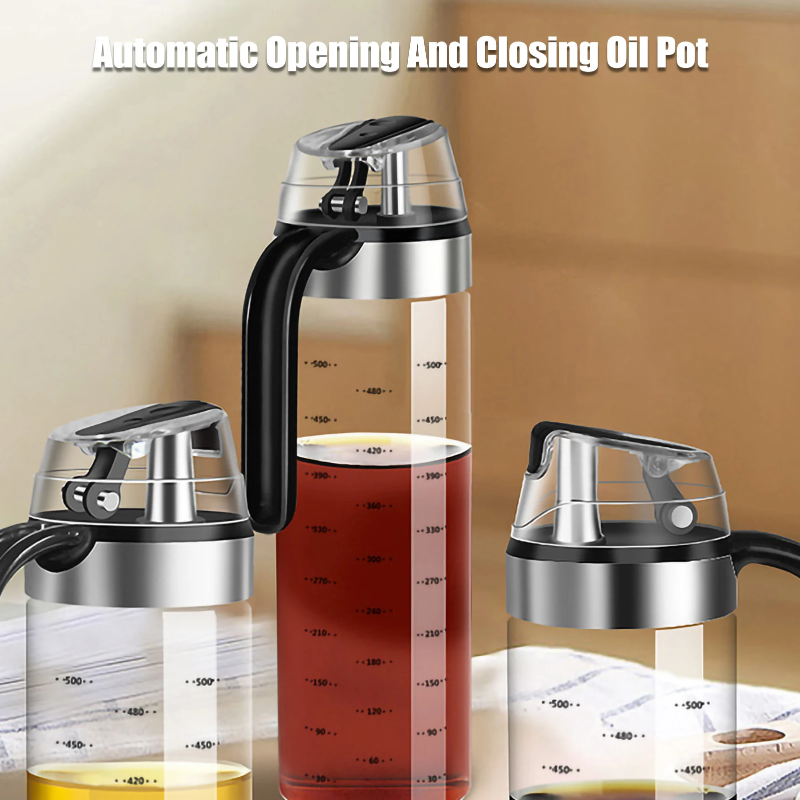 Seasoning Jar 450/550ML Creative Cooking Sauce Bottle Glass Storage For Spice Glass Oil Spray Kitchen Tools