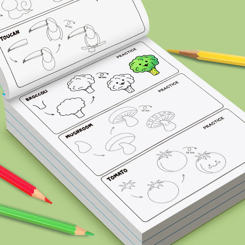 Come disegnare tutto per bambini: disegni passo dopo passo di animali carini, veicoli, mostri, robot, cibo, regali e molto altro! - immagine 5