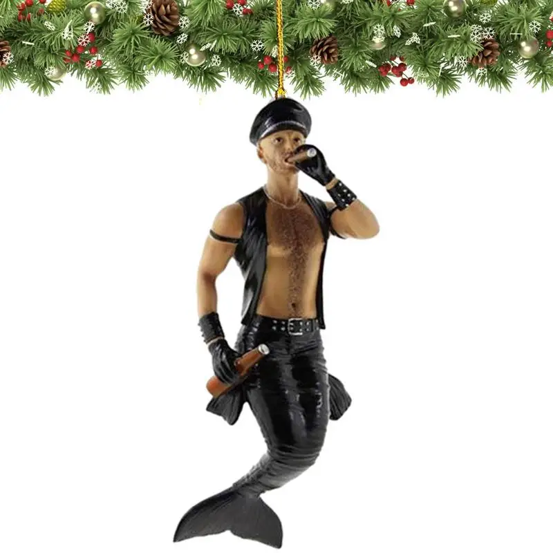 Christmas Decoration Navidad Christmas Tree Merman Pendants Male Mermaid Ornament Home Office Acrylic Decor New Year Craft Gifts