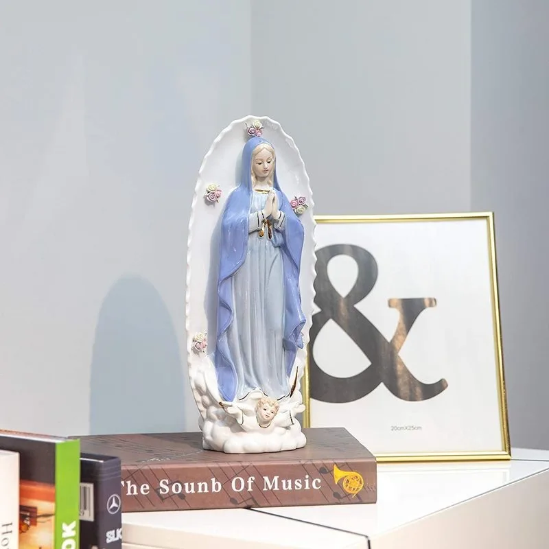 Fine Porcelain Virgin Mary Statue Our Lady of Guadalupe Virgin Mary Figurine Hand-Painted Figure Christian Statue