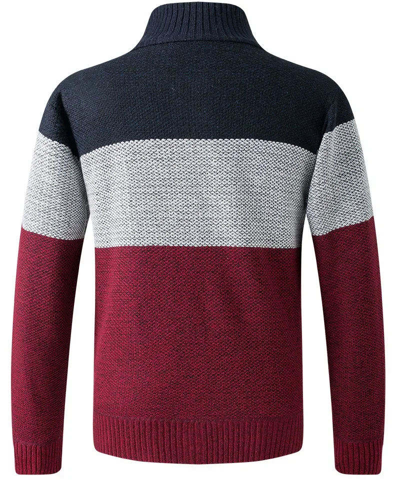 Men Cardigan Sweater 2023 Autumn Winter New Stand-up Collar Warm Casual Fashion Male Clothing Plus Velvet Knitted Sweater Jacket