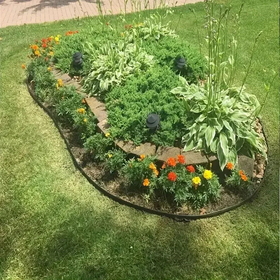 Garden Edging Kit Durable Plastic Landscape Barrier with Spikes for Grass and Stone Separation 2 Inch Tall Paving Edge 16.4Ft