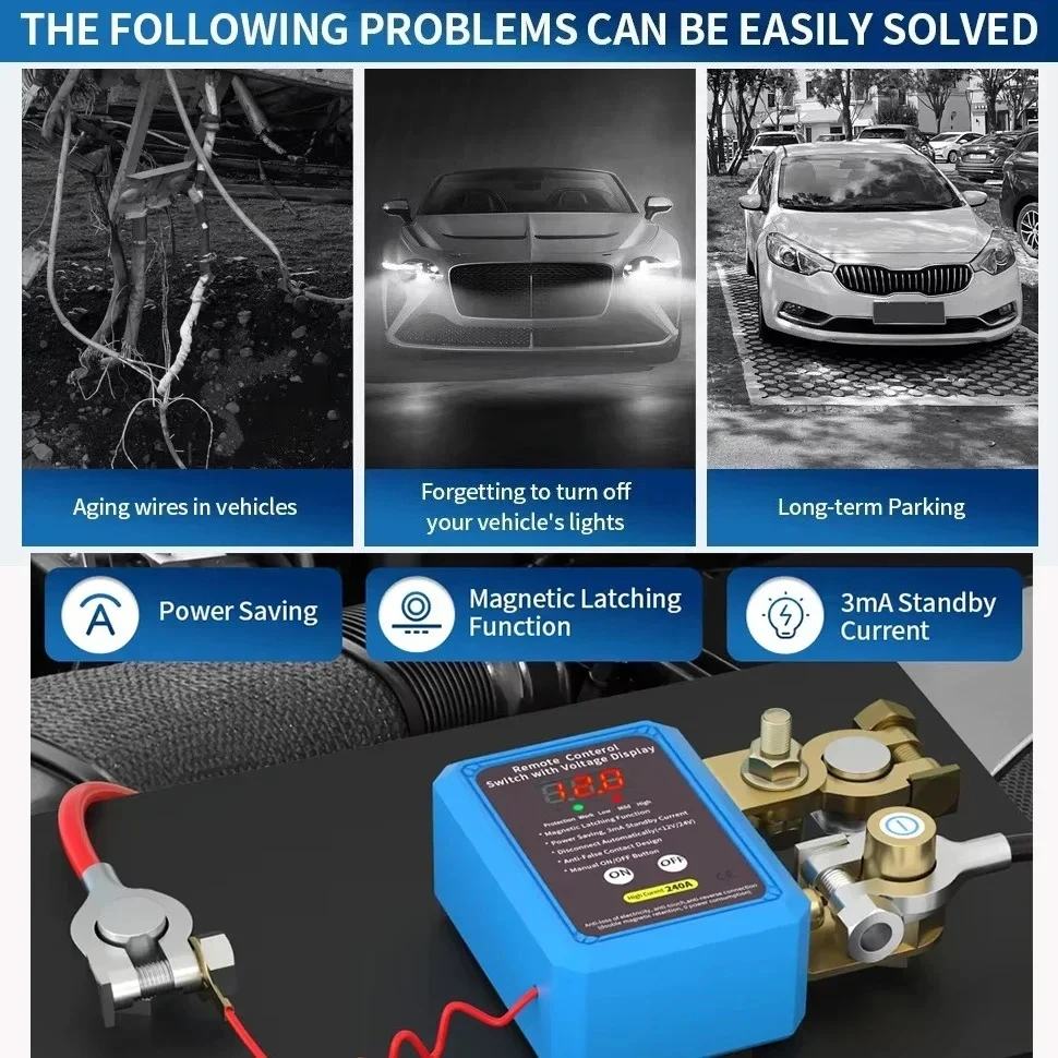 Interruttore di Disconnessione Automatica Batteria 12V 240A con Telecomando e Display LED di Tensione per Auto, Barca, Camper - Image 5