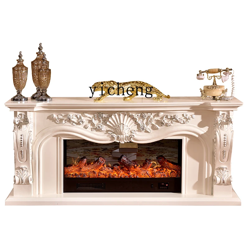 

XL Fireplace Mantel Simulation Flame Fireplace Curio Cabinet American Electronic Fireplace