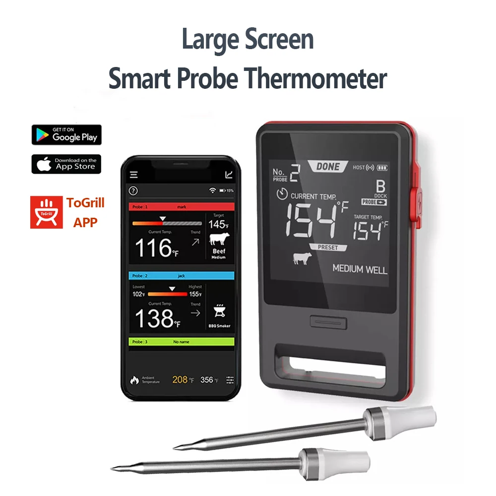 Oven Thermometer Digital Wireless Smart Water proof Dual Probe