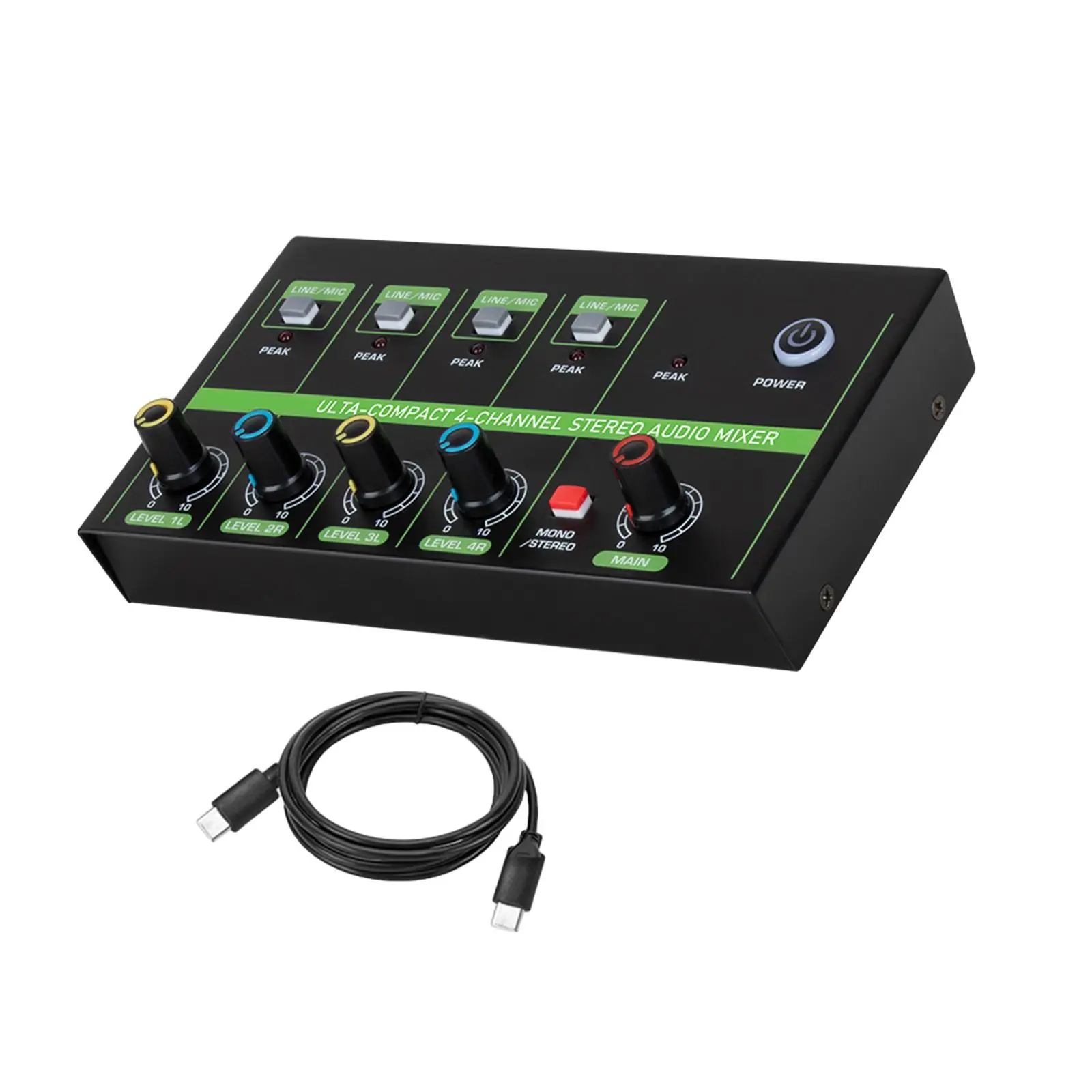 

Mini Audio Mixer 4 Channel Microphone Support Audio Interfacer for Streaming