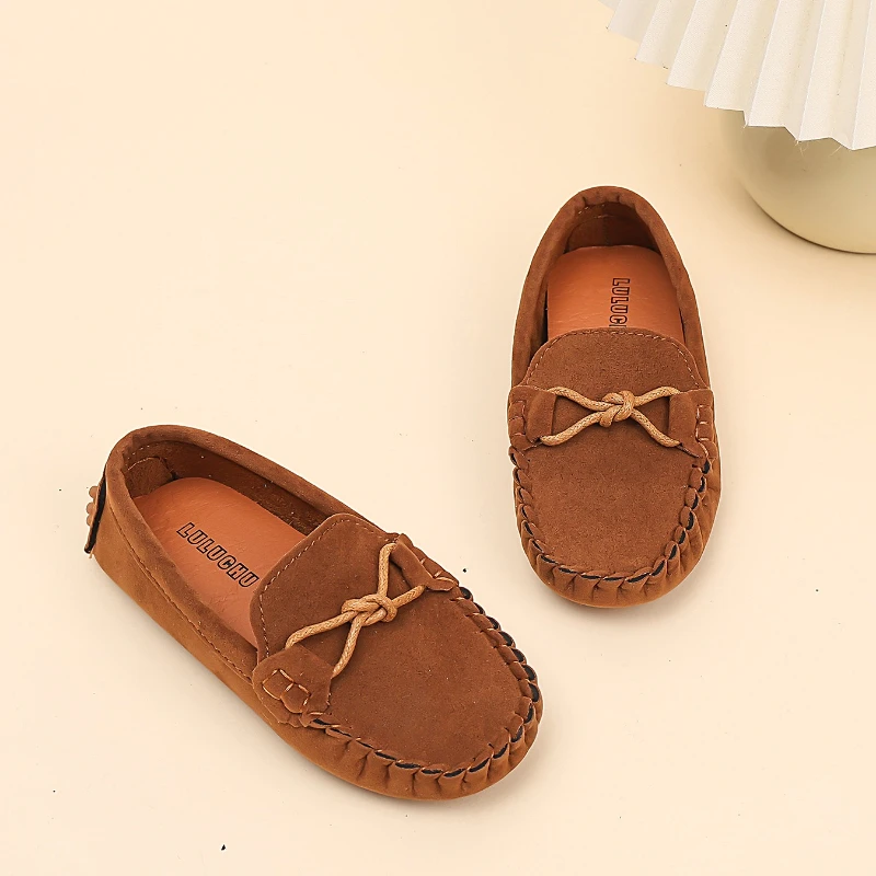 Soft Leather Baby Loafers with Bow for First Walkers