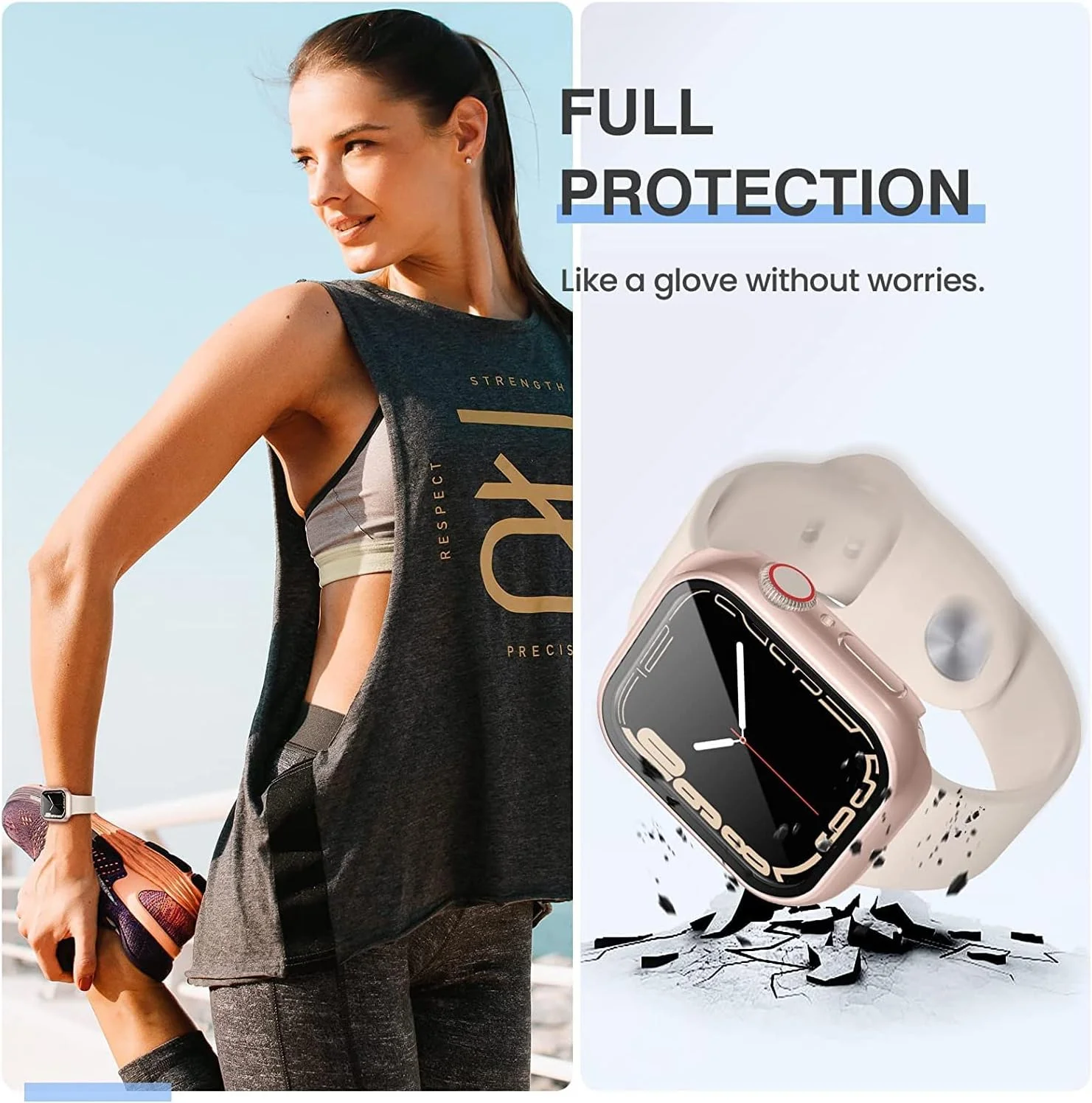 Premium 3-Piece Scratch-Resistant Full-Coverage Protective Watch Case with Glass