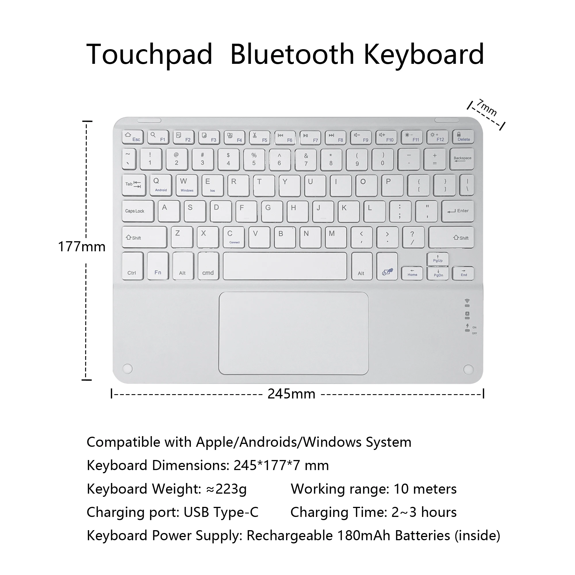 Rechargeable Bluetooth-compatible Keyboard Ultra-Slim Wireless Mouse Keyboard Set For Android Windows Tablet iPhone iPad bluetooth keyboard wireless keyboard mouse set