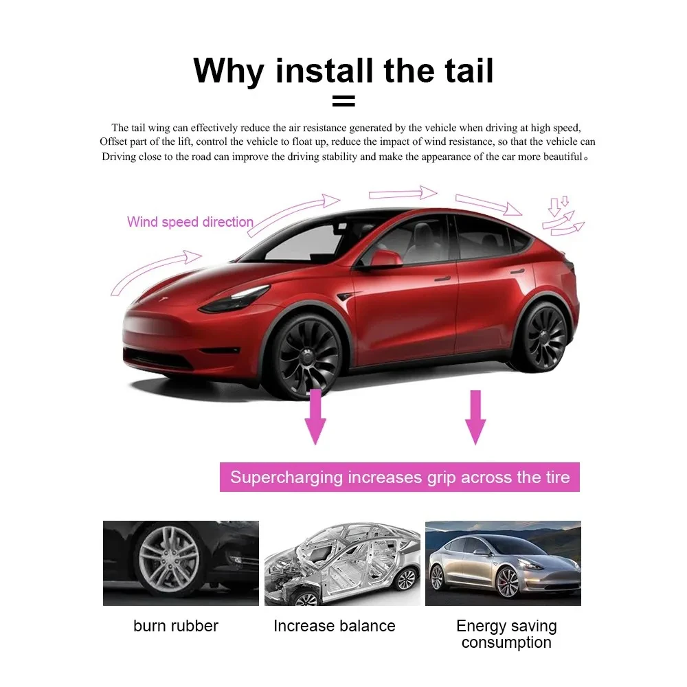 Car ABS Spoiler Carbon Fiber For Tesla Model 3 Y 2023 Original High-performance Exterior Modification Model3 Accessory