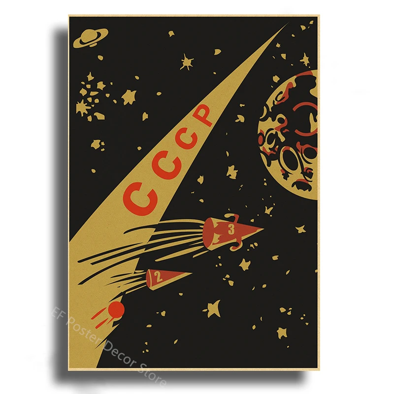 Soviet Space Rocket Posters Ussr Poster Spacecrafts Astronaut Vintage Home Room Club Bar Decor Painting Prints Art Wall Picture Peckshirt