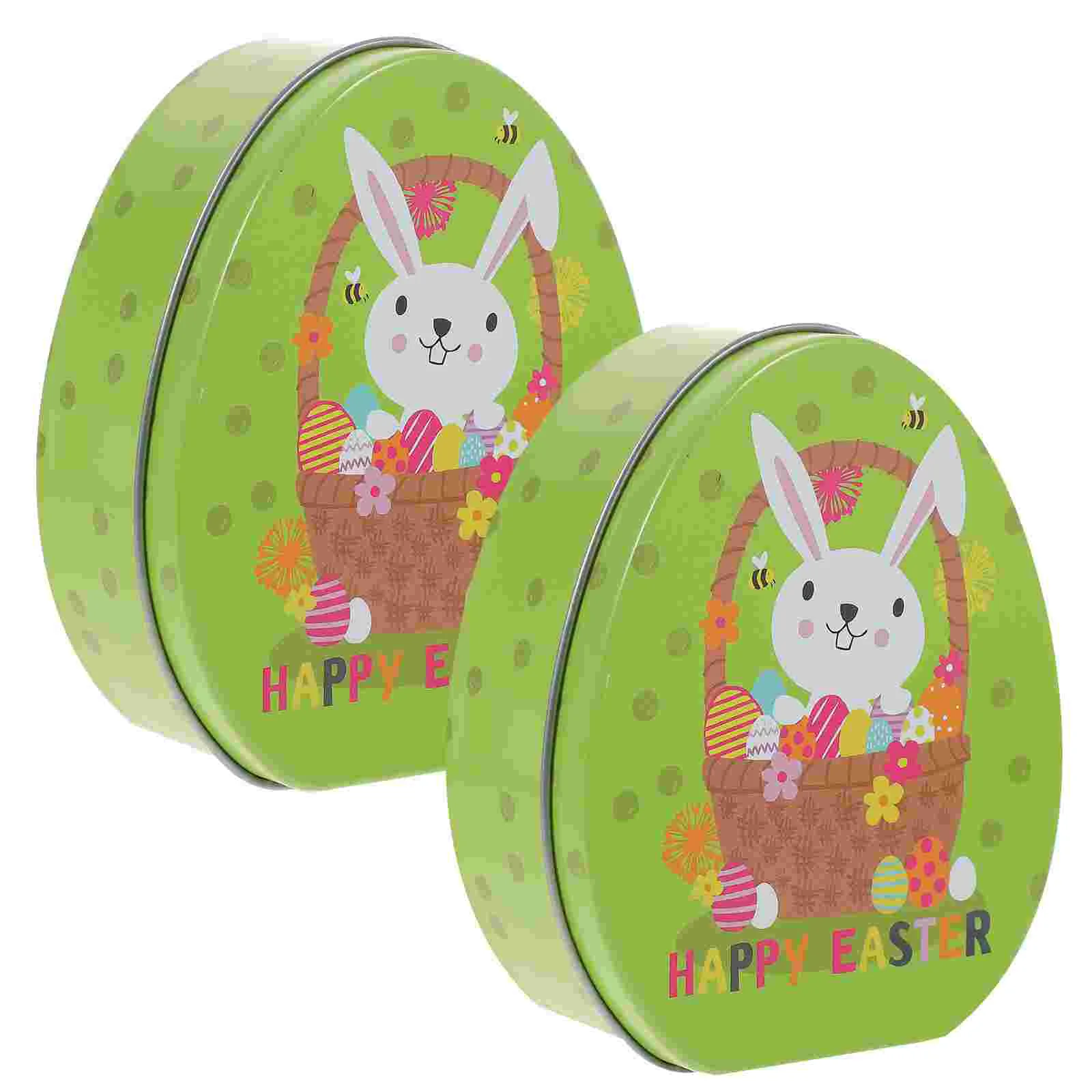 

2 Pcs Easter Gift Box Small Case Tins Treat Boxes Party Favors Storage Tiny for Gifts Candy Iron Decor Cookies