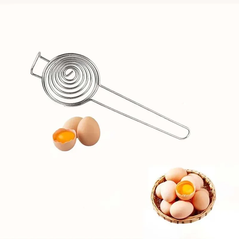 Spiral Stainless Steel Egg White Separator Portable Egg Yolk Remover Divider with Long Handle Tools for Kitchen Supplies
