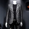 2022 Brand Men Blazer Personality Wild Men's Suit Jacket High Quality Fashion Plaid Print Slim Fit Warm Blazer Coat Male 5XL 6XL 1