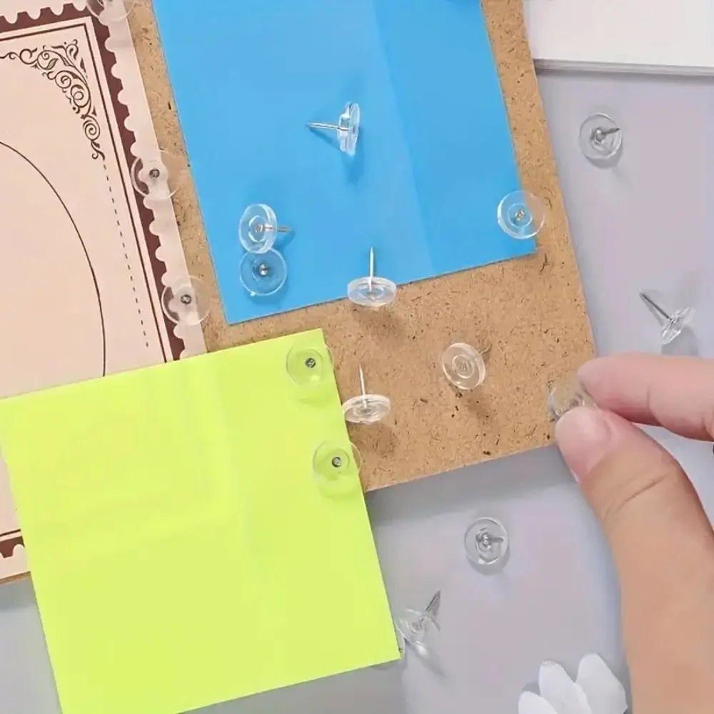 100Pcs DIY 투명 푸시 핀 크리 에이 티브 재사용 가능한 라운드 헤드 네일 다기능 박스 코르크 보드 푸시 핀 벽 마커