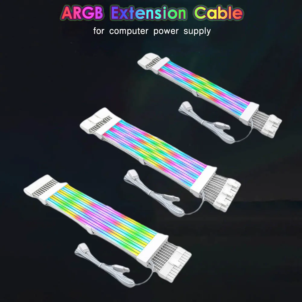 Computer 12VHPWR ARGB Sync PSU Power Supply Extension Cable Kit ATX 24PIN  VGA GPU PCI-E 8PIN RGB PC Motherboard Module Cables - AliExpress