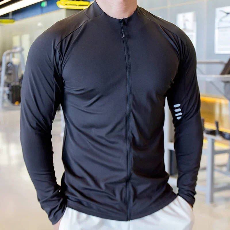 Men Sports Tights Gym Muscle Tights Ice Silk Breathable Running Training Clothes Autumn and Winter Quick Dry Outdoor Cycling Sportswear