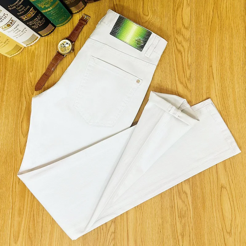 남성용 여름 얇은 청바지, 심플한 하이엔드 슬림 핏 스트레치 아이스 실크 쿨 통기성 테이퍼 라이트 럭셔리 캐주얼 바지 Best5 남성용 여름 얇은 청바지, 심플한 하이엔드 슬림 핏 스트레치 아이스 실크 쿨 통기성 테이퍼 라이트 럭셔리 캐주얼 바지 Best5