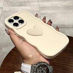 Romantic 3D Love Heart Wavy Silicone Phone Case - Shockproof Soft Cover for Honor X7 (AX White)