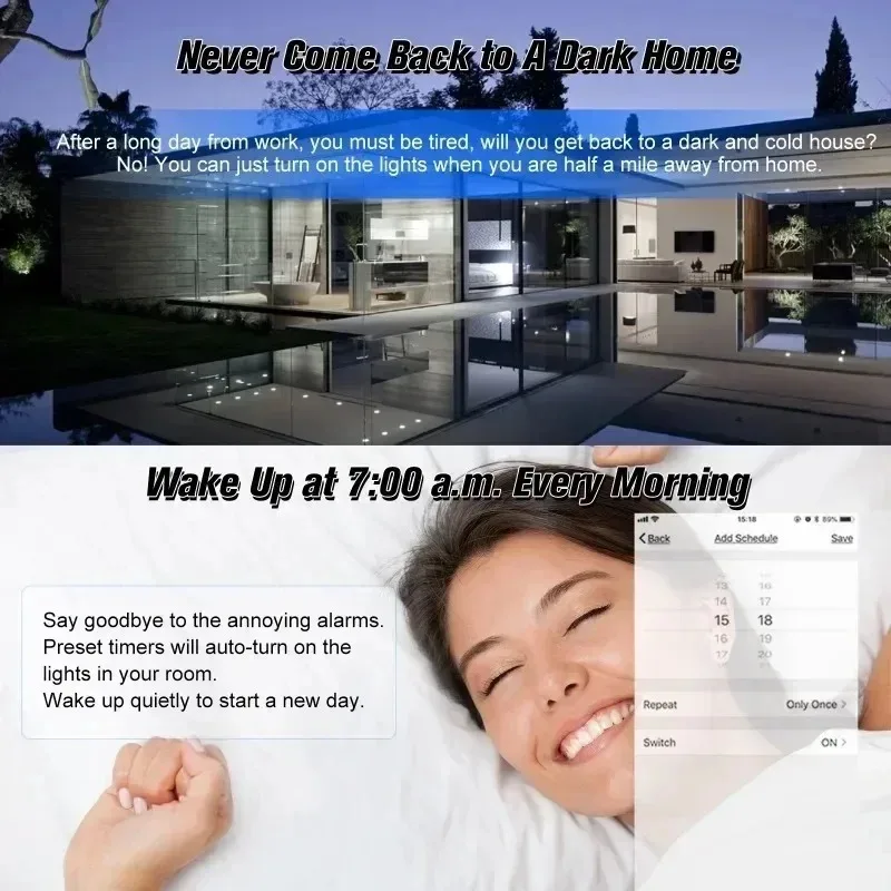 שקע חכם Tuya WiFi BL E27, מתאם למנורות, מתג תאורה למטבח וחדר שינה, שליטה קולית עם Alexa ו-Google Home