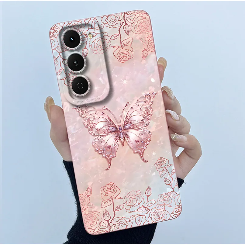 Fashion Simplicity Panda Flower Liquid Silicone Shockproof Soft Phone Case with Lens Protection