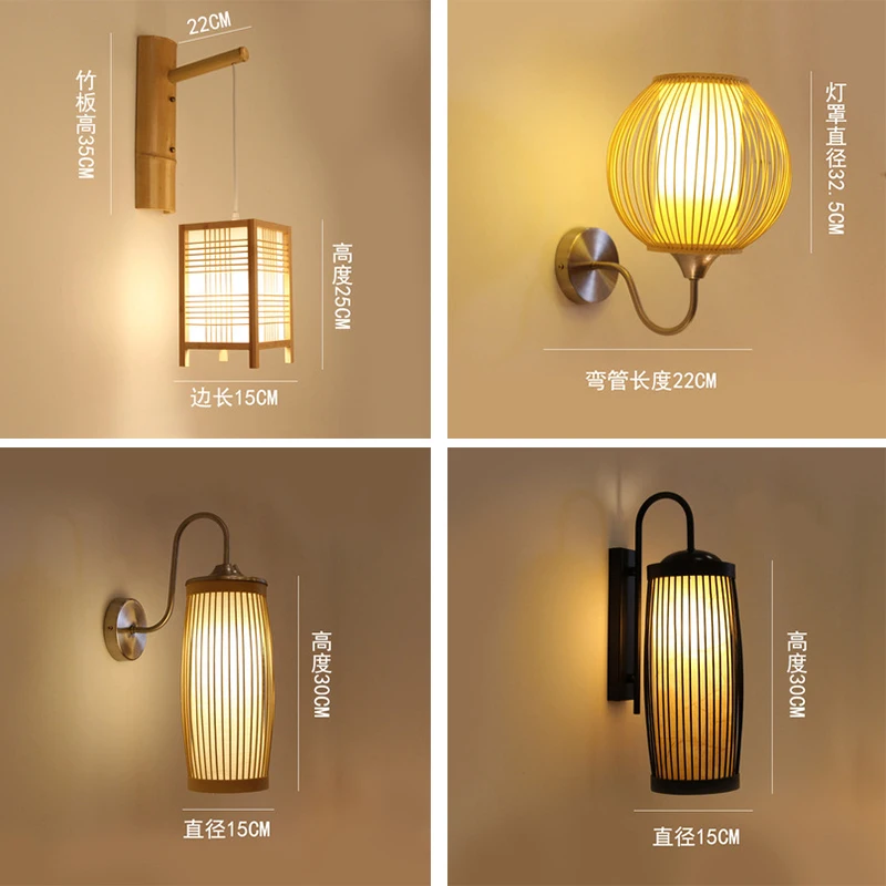 

Retro Wall Lamp Bedroom Bedside Corridor Corridor Stairway Original Wood LED Lamp New Chinese Zen Creative Hotel Wall Lamp