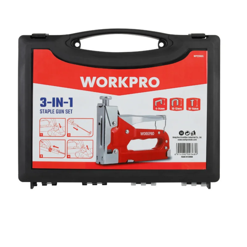 WORKPRO WP223005 3-in-1 스테이플 건 세트 4-14MM 공구 액세서리