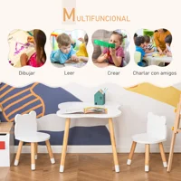 Homcom Table et chaises pour enfants en bois, meubles pour salle de jeux et chambre d'enfant, naturel et blanc 6