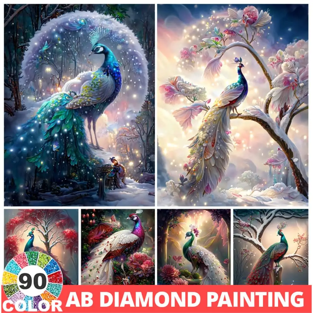 

Алмазная живопись AB 5d, 90 цветов, фантазия, павлин, цветы, пейзаж, полная вышивка, новинка «сделай сам», вышивка крестиком, искусство, Декор
