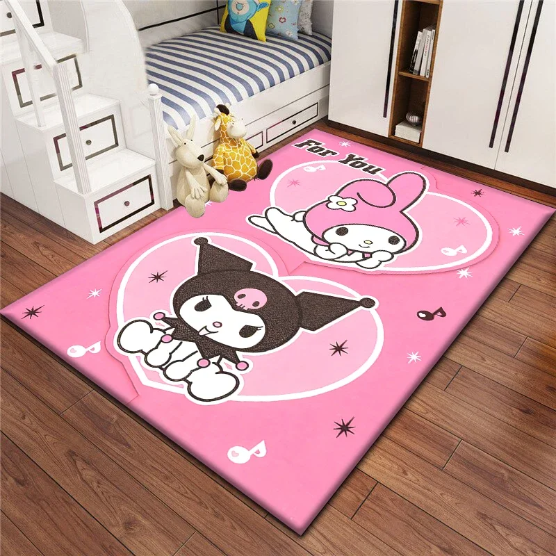 Kuromi Sanrio Lovely Carpet Rug for Living Room Bedroom Decoration Picnic Camp Kitchen Carpet Crawling Decoration
