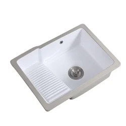 Balcony Underbasin Embedded Ceramic Laundry Basin with Washboard Laundry Tub Pool Integrated Basin Washing Tank