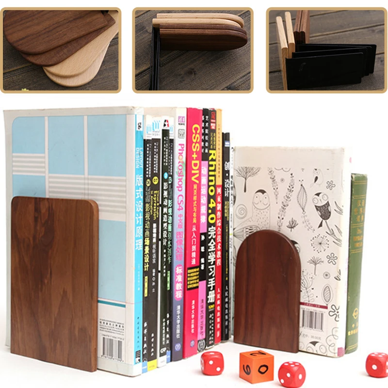 Book Ends Stand Holder Bookrack Shelf Nature Bamboo Desktop Organizer Office Home book organizer book holder book stand