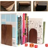 Book Ends Stand Holder Bookends Bookrack Shelf Nature Bamboo Desktop Organizer Office Home 2