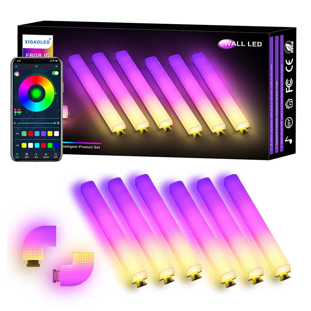 

WIFI LED Smart Wall Lamp RGBIC Light Bar DIY Atmosphere Night Light APP Music Rhythm TV Backlight Bedroom Game Room Decoration