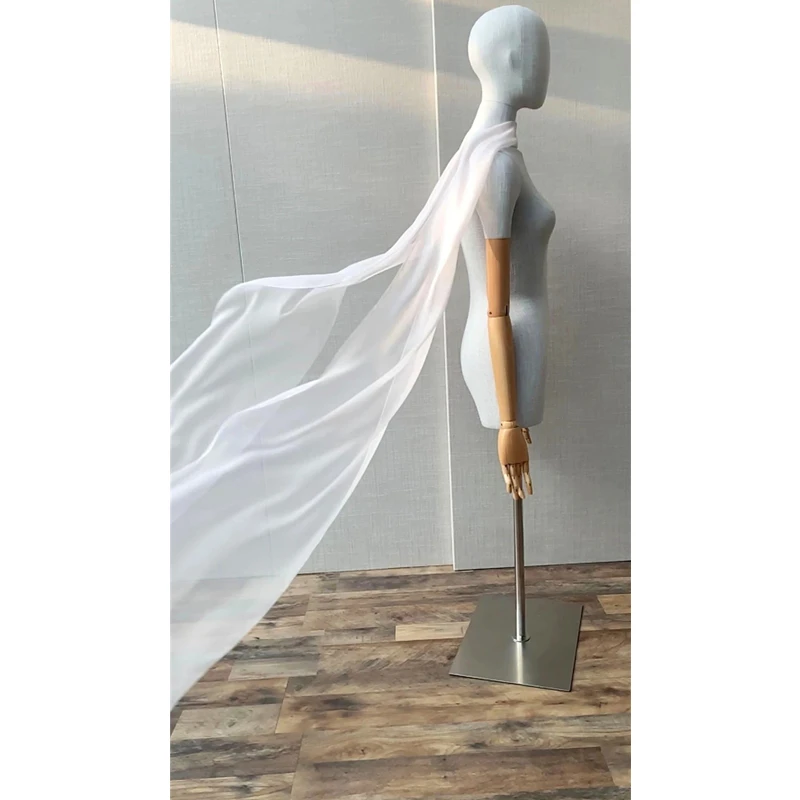 Bridal Veil Detachable Minimalist Wedding Bridal Neck Tie Scarf Veils Long Chiffon Silk Narrow Soft Hair Bow